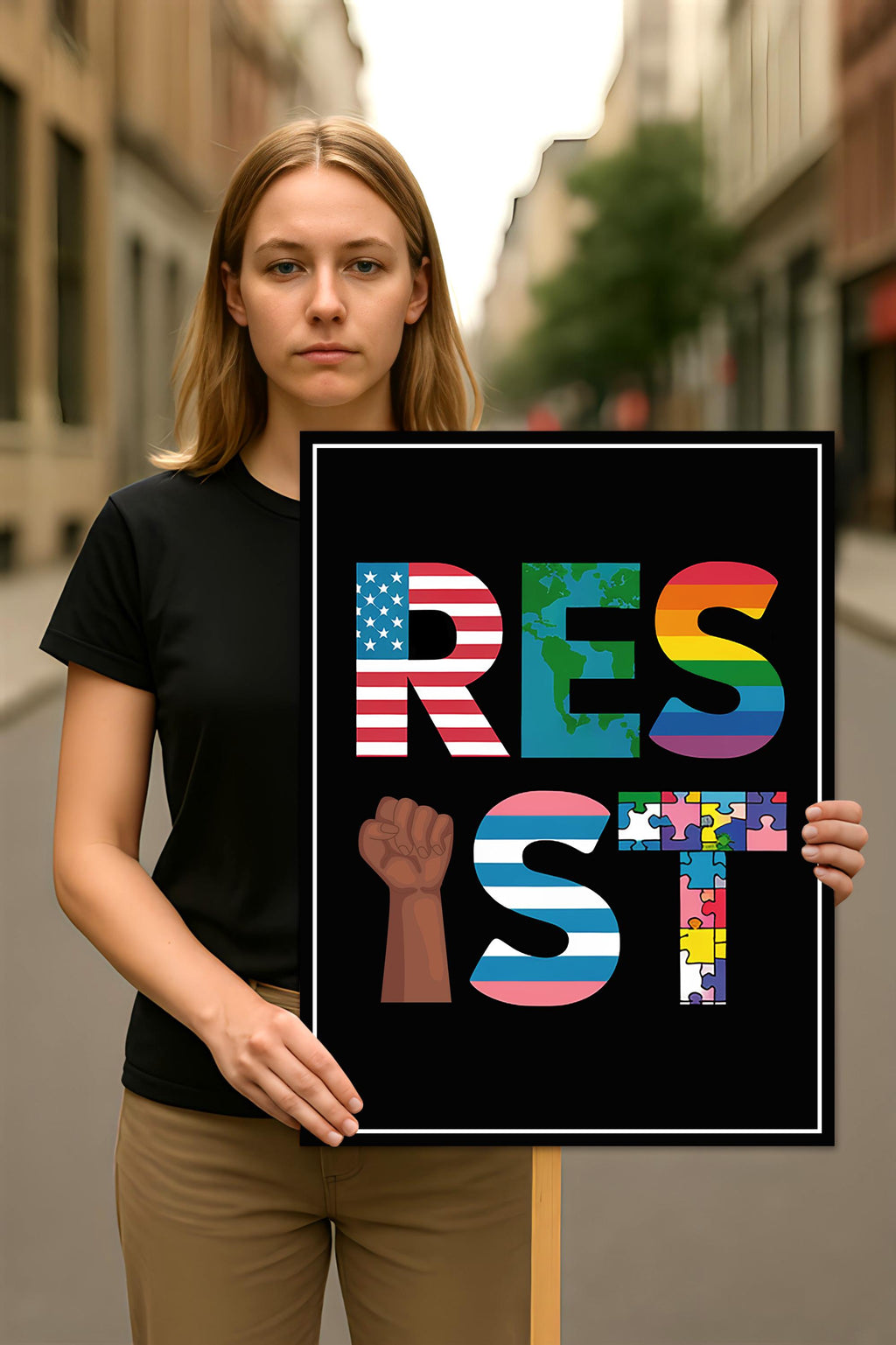 Resist, No Kings In America Protest Sign, Anti-Trump Resistance, Political Activist Poster, Rally Sign, Resist Fascism Protest Poster