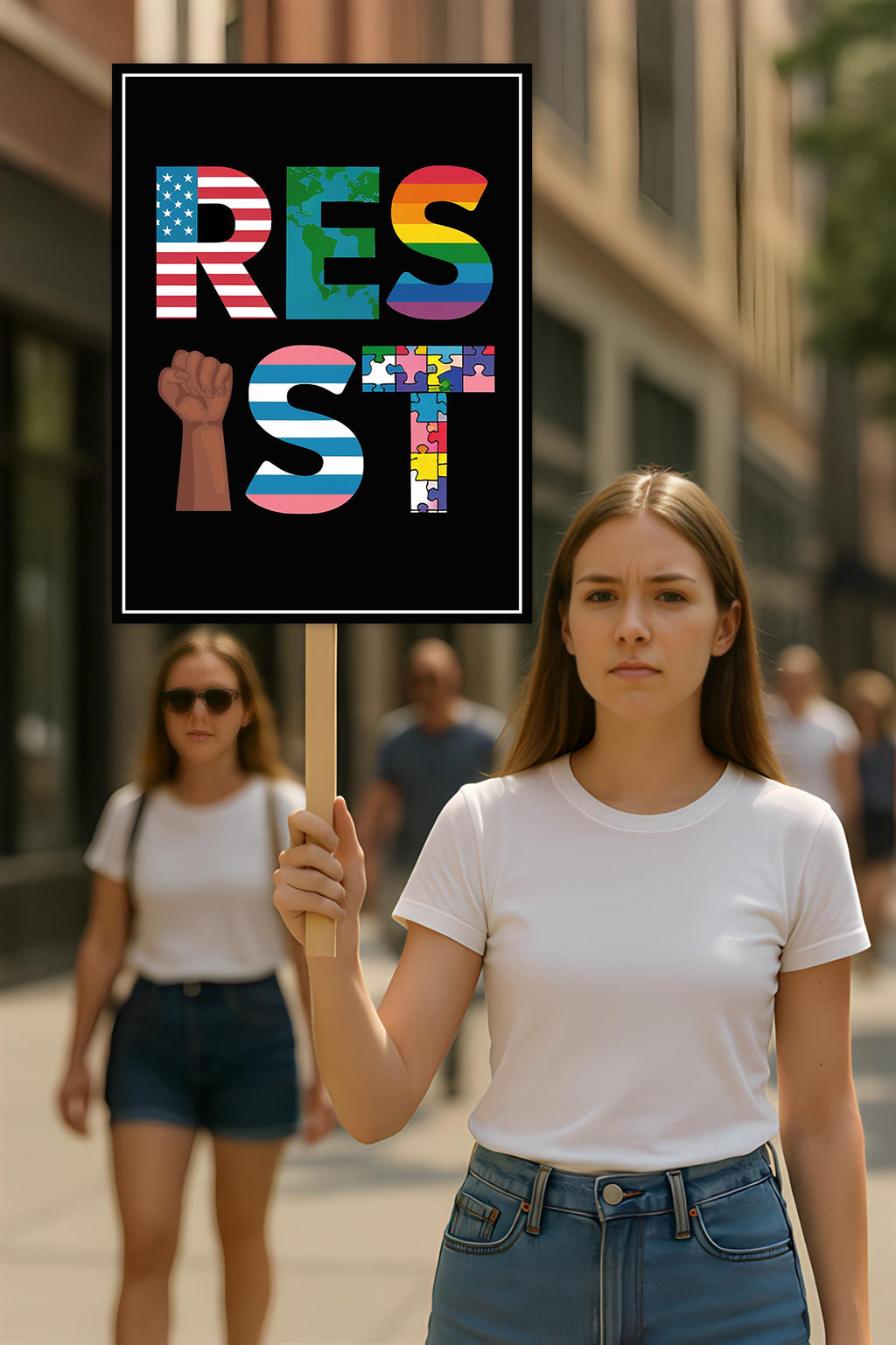 Resist, No Kings In America Protest Sign, Anti-Trump Resistance, Political Activist Poster, Rally Sign, Resist Fascism Protest Poster