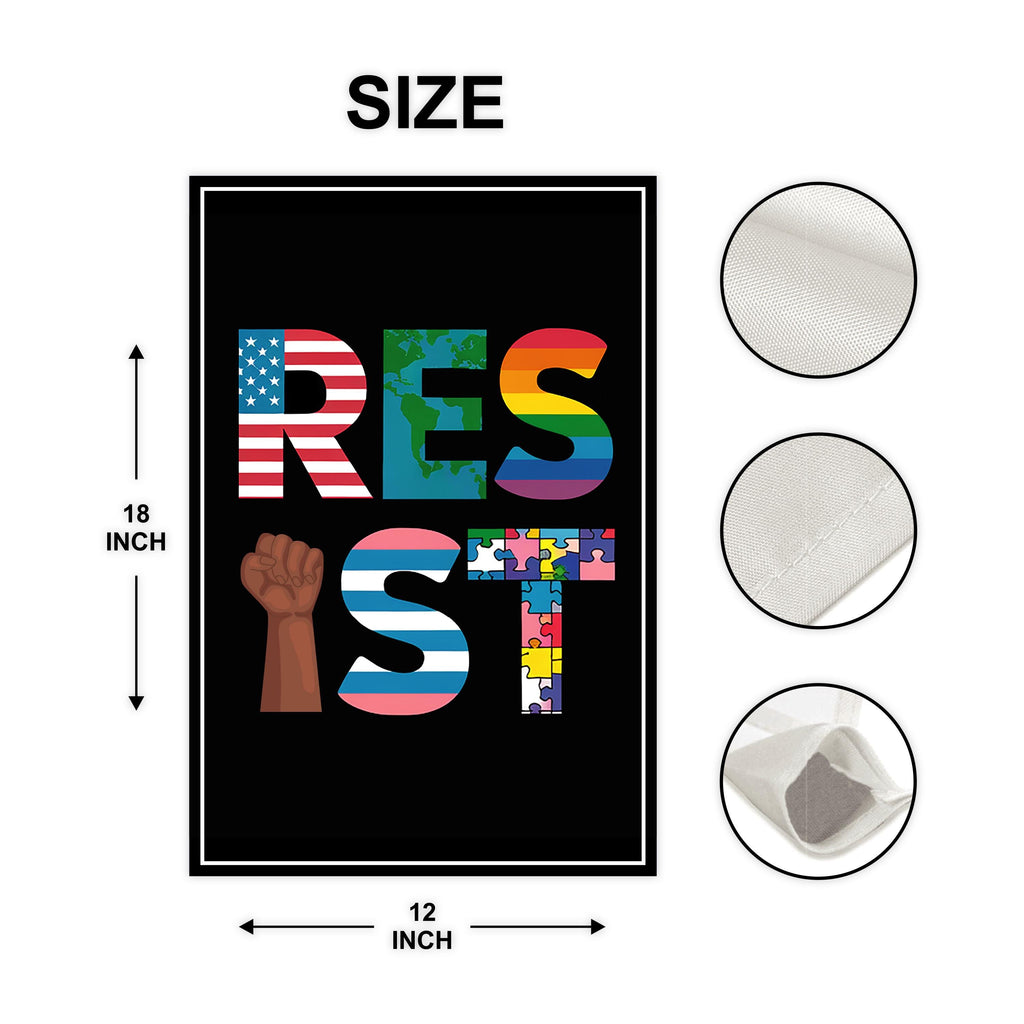 Resist No Kings In America Protest Garden Flag, Double Sided, Resist Hate Flag, Anti-Trump Flag, Resist Racism Flag, Resist Fascism Flag