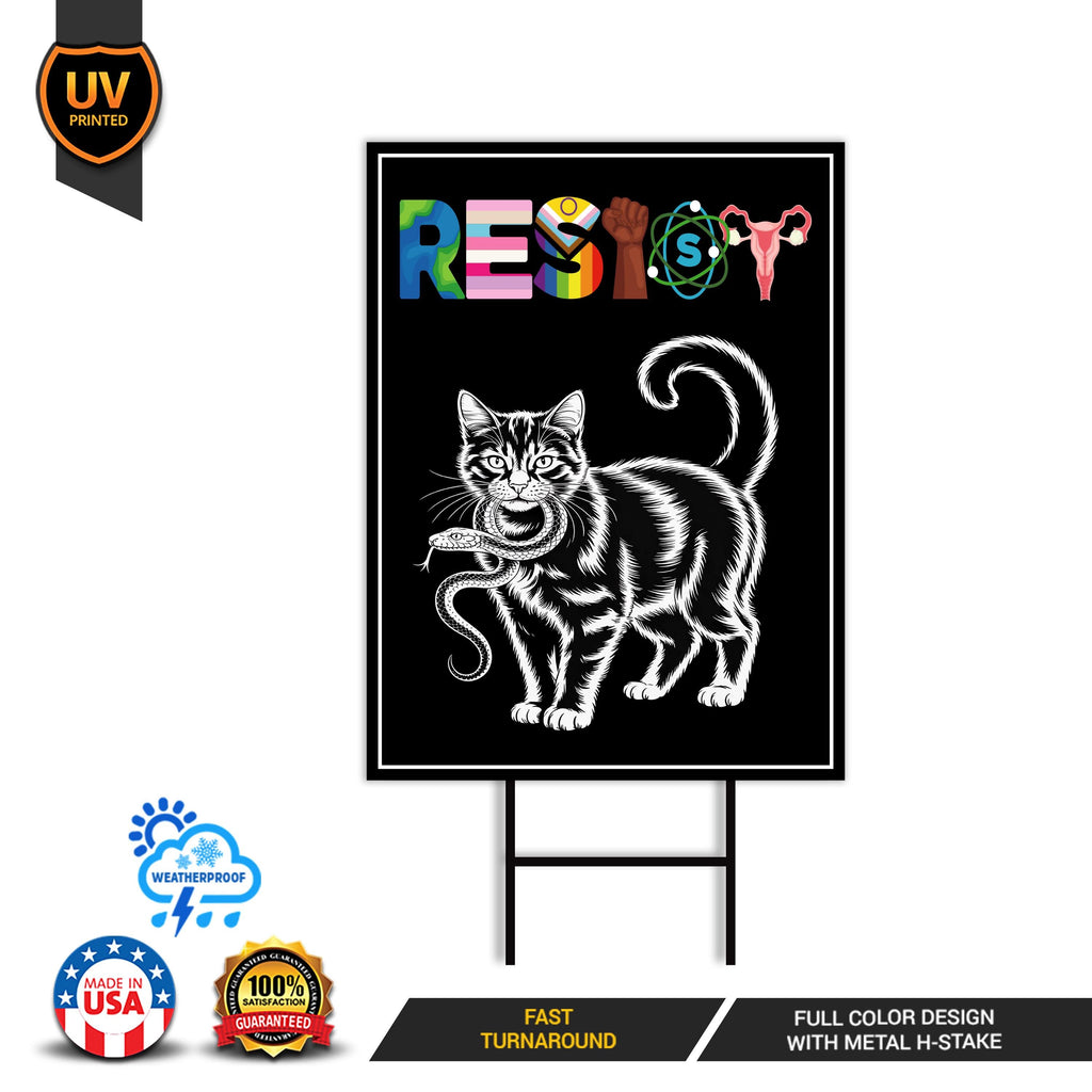 Resist No Kings In America Protest Yard Sign - Resist Hate, Anti-Trump, Resist Racism, Resist Fascism, Resistance Sign with Metal H-Stake
