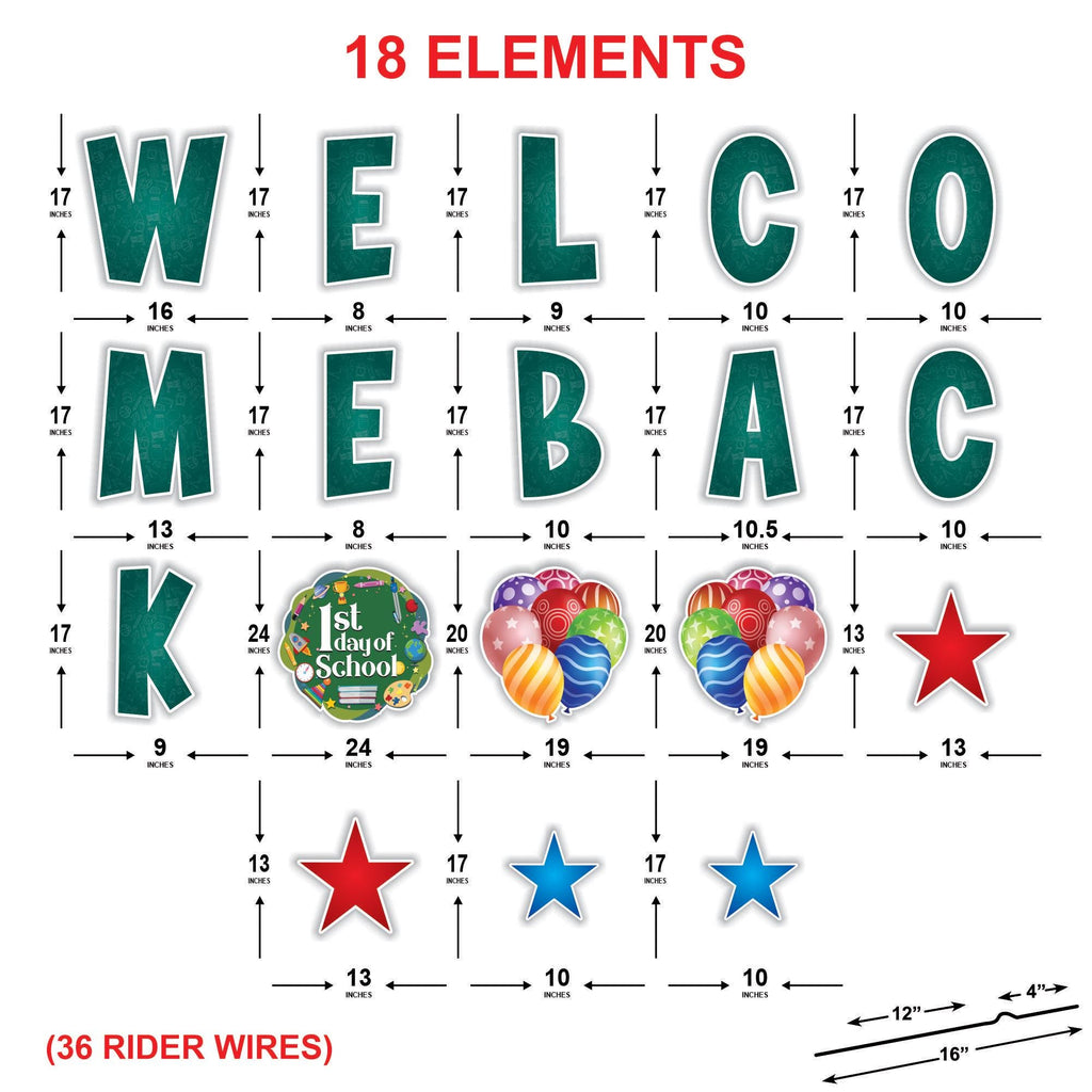 Welcome Back to School Yard Signs, First Day of School Lawn Decorations with Metal Stakes, Outdoor Classroom Decor for Teachers & Students