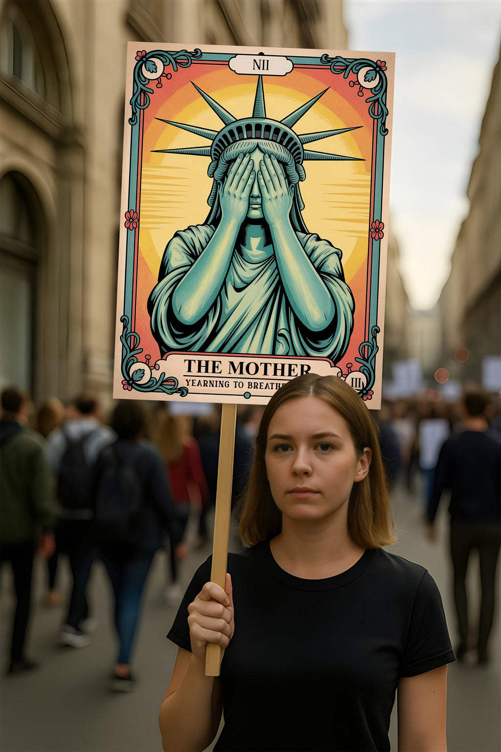 Statue of Liberty Pro-democracy Protest Sign, Anti-Trump Resistance, Political Activist Rally Sign, Resist Fascism Protest Poster