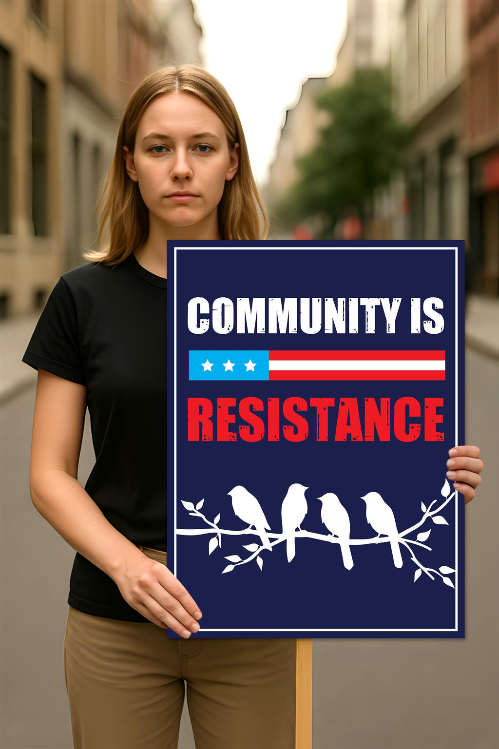 Community Is Resistance Protest Sign, Anti-Trump Resistance, Political Activist Rally Sign, Resist Fascism Protest Poster