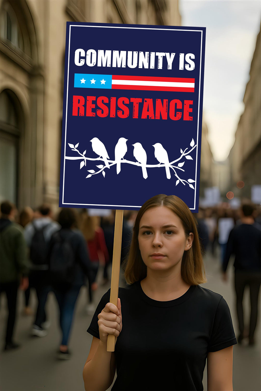 Community Is Resistance Protest Sign, Anti-Trump Resistance, Political Activist Rally Sign, Resist Fascism Protest Poster