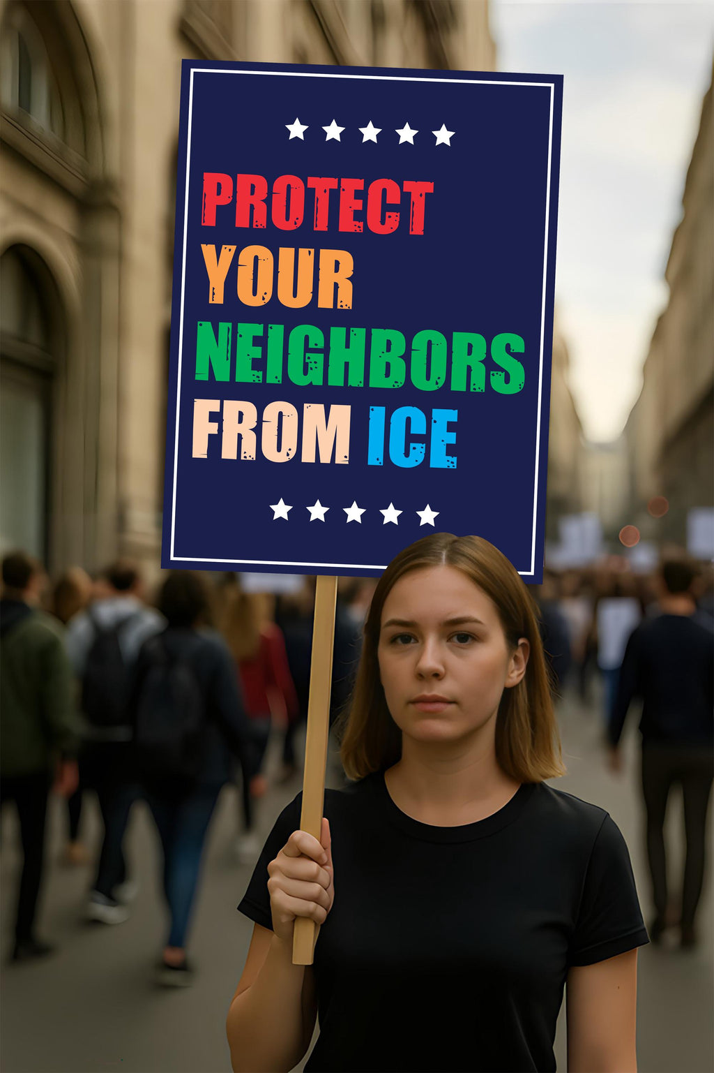 Protect Your Neighbors From ICE Protest Sign, Anti-Trump Resistance, Political Activist Rally Sign, Resist Fascism Protest Poster