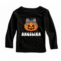 Personalized Pumpkin Baby Bodysuit, Custom Name Girl Baby Shirt, Toddler Sweatshirt - Cute Fall Halloween Outfit, Autumn Baby Gift Idea