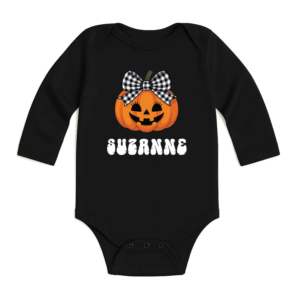 Personalized Pumpkin Baby Bodysuit, Custom Name Girl Baby Shirt, Toddler Sweatshirt - Cute Fall Halloween Outfit, Autumn Baby Gift Idea