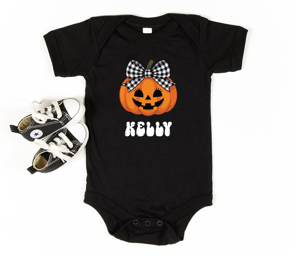 Personalized Pumpkin Baby Bodysuit, Custom Name Girl Baby Shirt, Toddler Sweatshirt - Cute Fall Halloween Outfit, Autumn Baby Gift Idea
