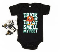 Trick or Treat Smell My Feet Baby Bodysuit, Funny Halloween Baby Shirt, Toddler Sweatshirt - Cute Spooky Outfit, Silly Fall Baby Clothes