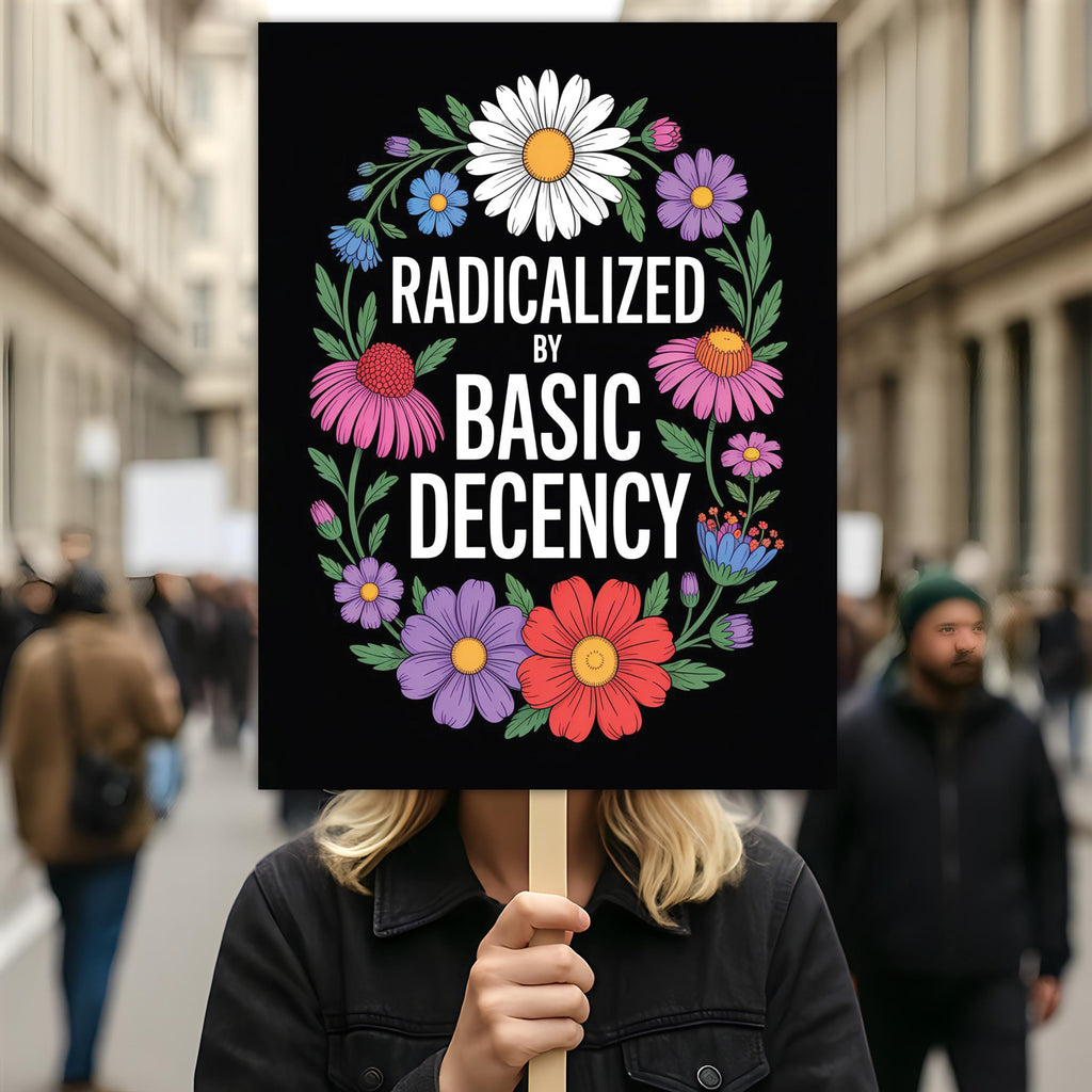 Radicalized by Basic Decency Protest Sign, Anti-Trump Resistance, Political Activist Poster, Rally Sign, Resist Fascism Protest Poster