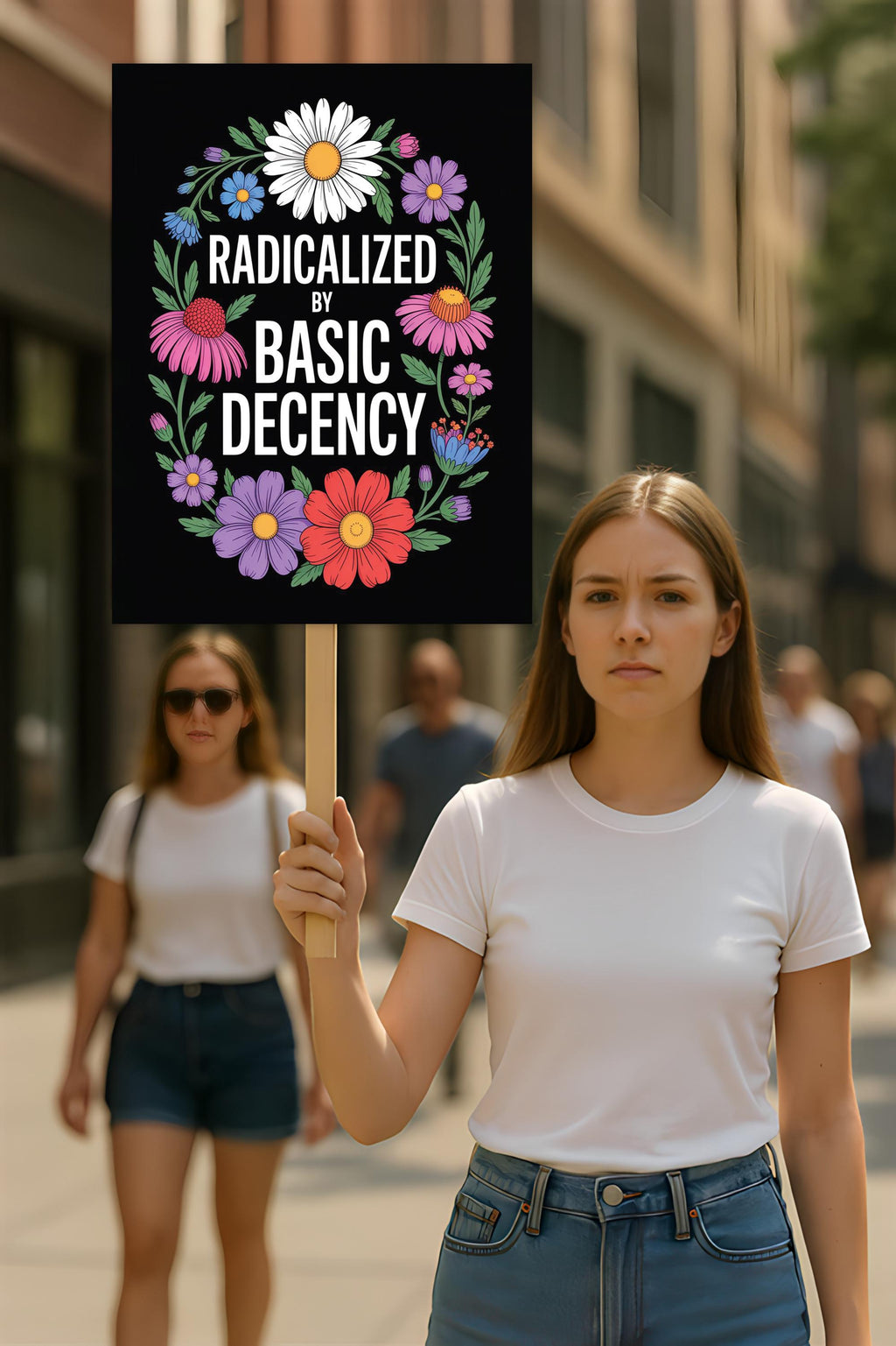Radicalized by Basic Decency Protest Sign, Anti-Trump Resistance, Political Activist Poster, Rally Sign, Resist Fascism Protest Poster