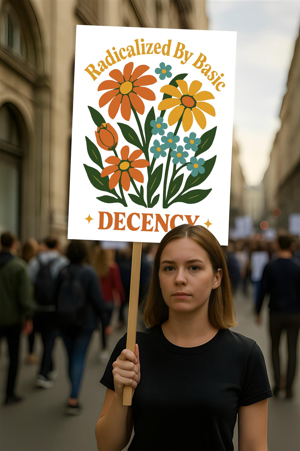 Radicalized by Basic Decency Protest Sign, Anti-Trump Resistance, Political Activist Poster, Rally Sign, Resist Fascism Protest Poster