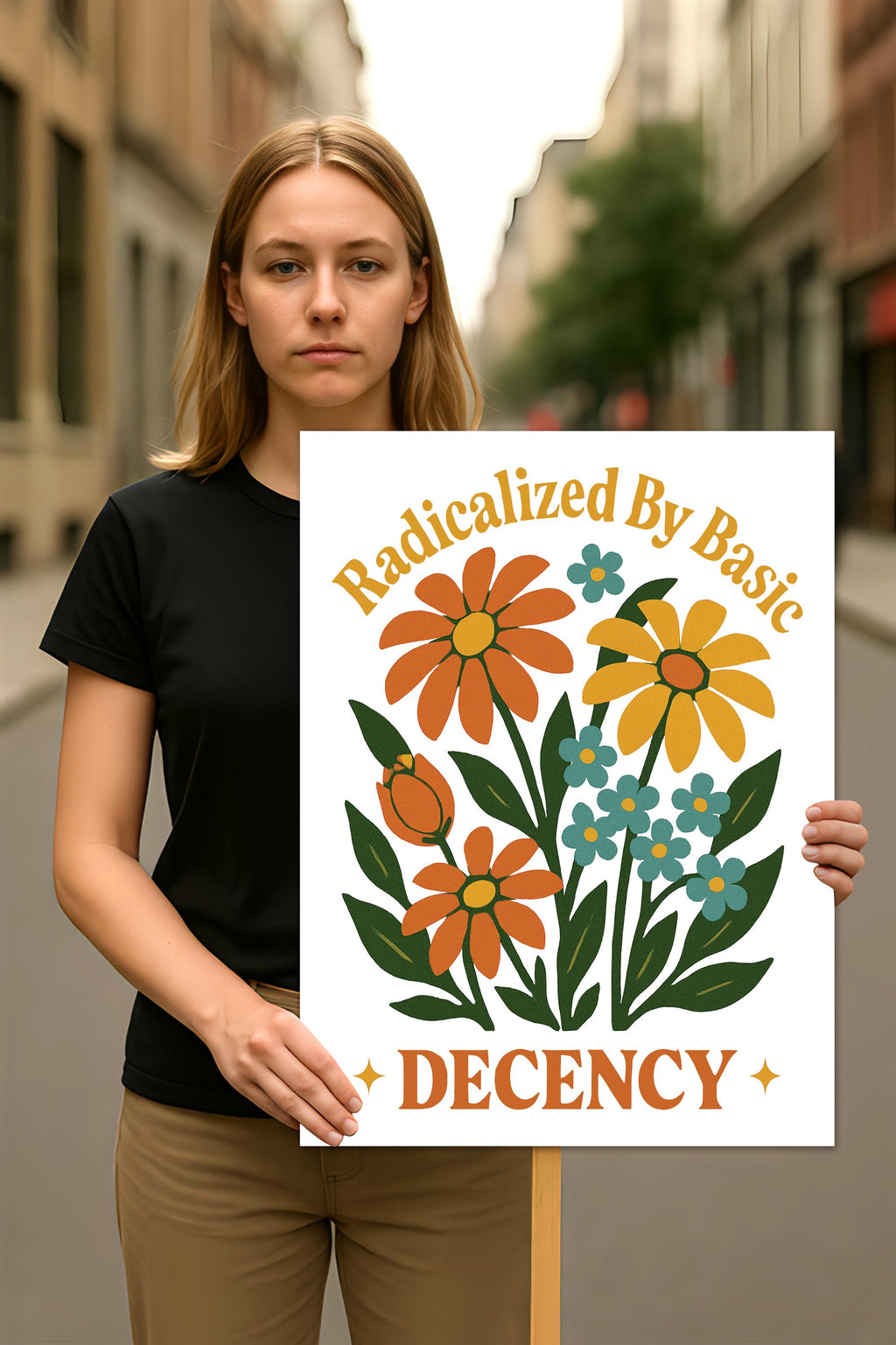 Radicalized by Basic Decency Protest Sign, Anti-Trump Resistance, Political Activist Poster, Rally Sign, Resist Fascism Protest Poster