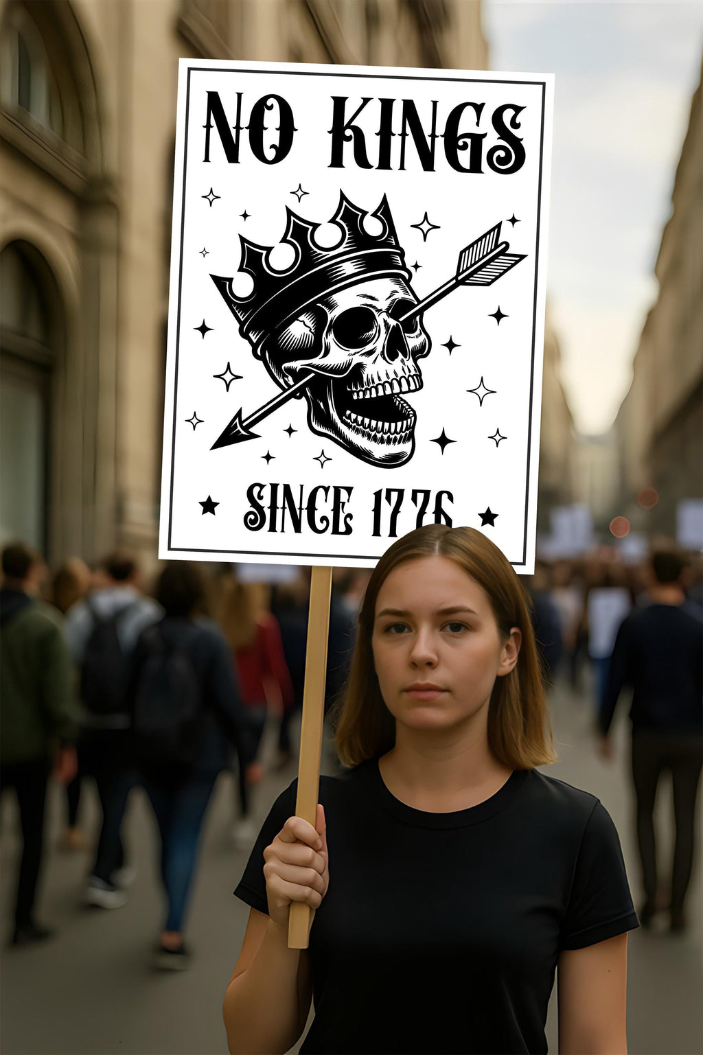 No Kings In America Protest Sign, Anti-Trump Resistance, Political Activist Poster, Rally Sign, Resist Fascism Protest Poster