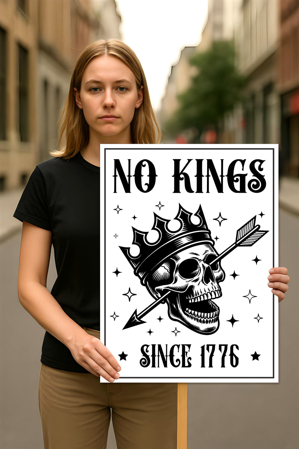 No Kings In America Protest Sign, Anti-Trump Resistance, Political Activist Poster, Rally Sign, Resist Fascism Protest Poster