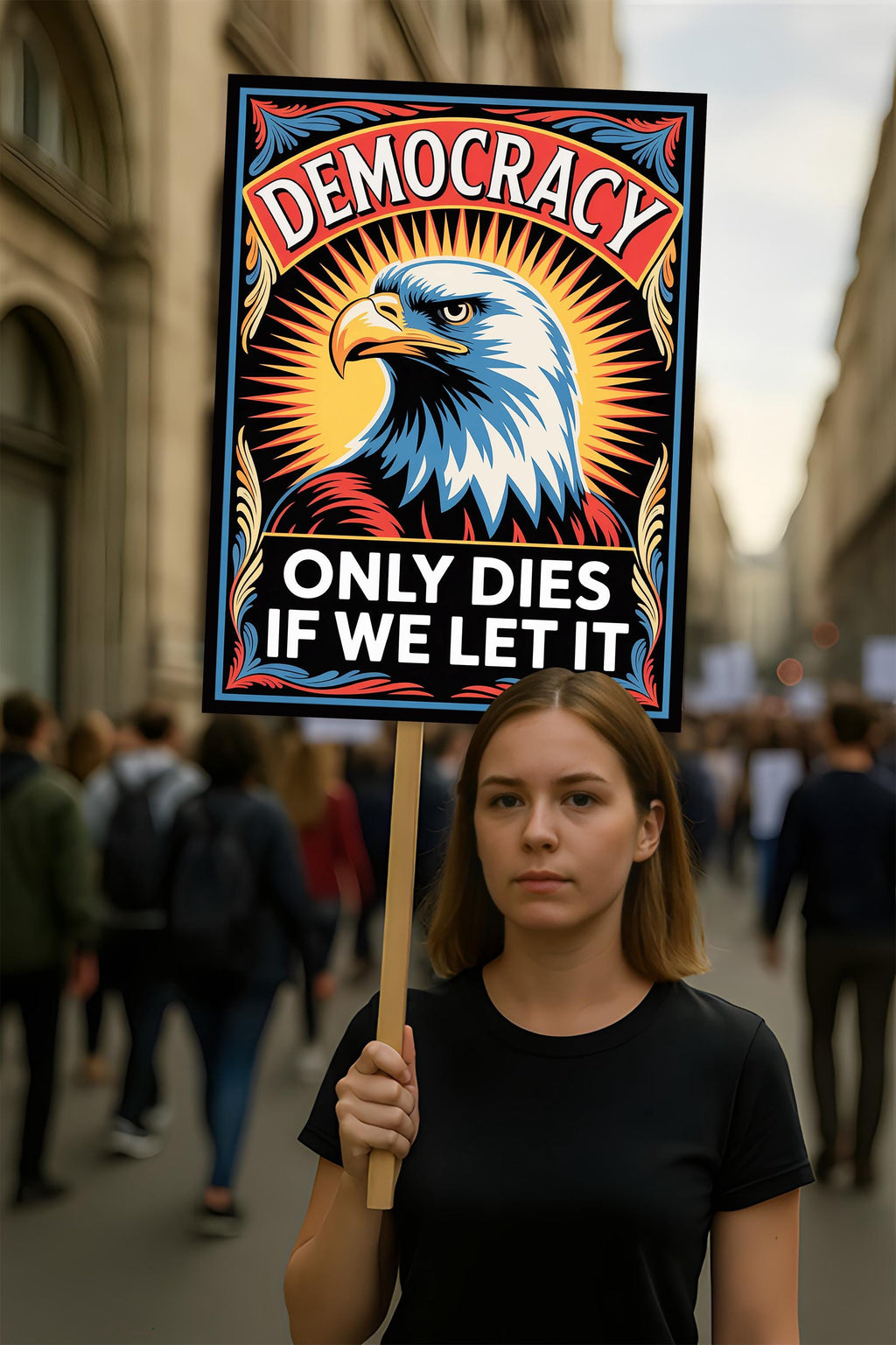 Democracy Only Dies If We Let It. Protest Sign, Anti-Trump Resistance, Political Activist Poster, Rally Sign, Resist Fascism Protest Poster