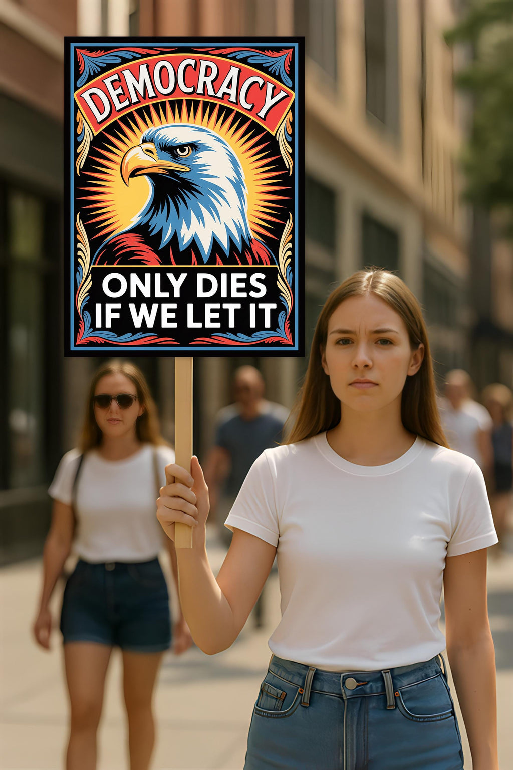 Democracy Only Dies If We Let It. Protest Sign, Anti-Trump Resistance, Political Activist Poster, Rally Sign, Resist Fascism Protest Poster