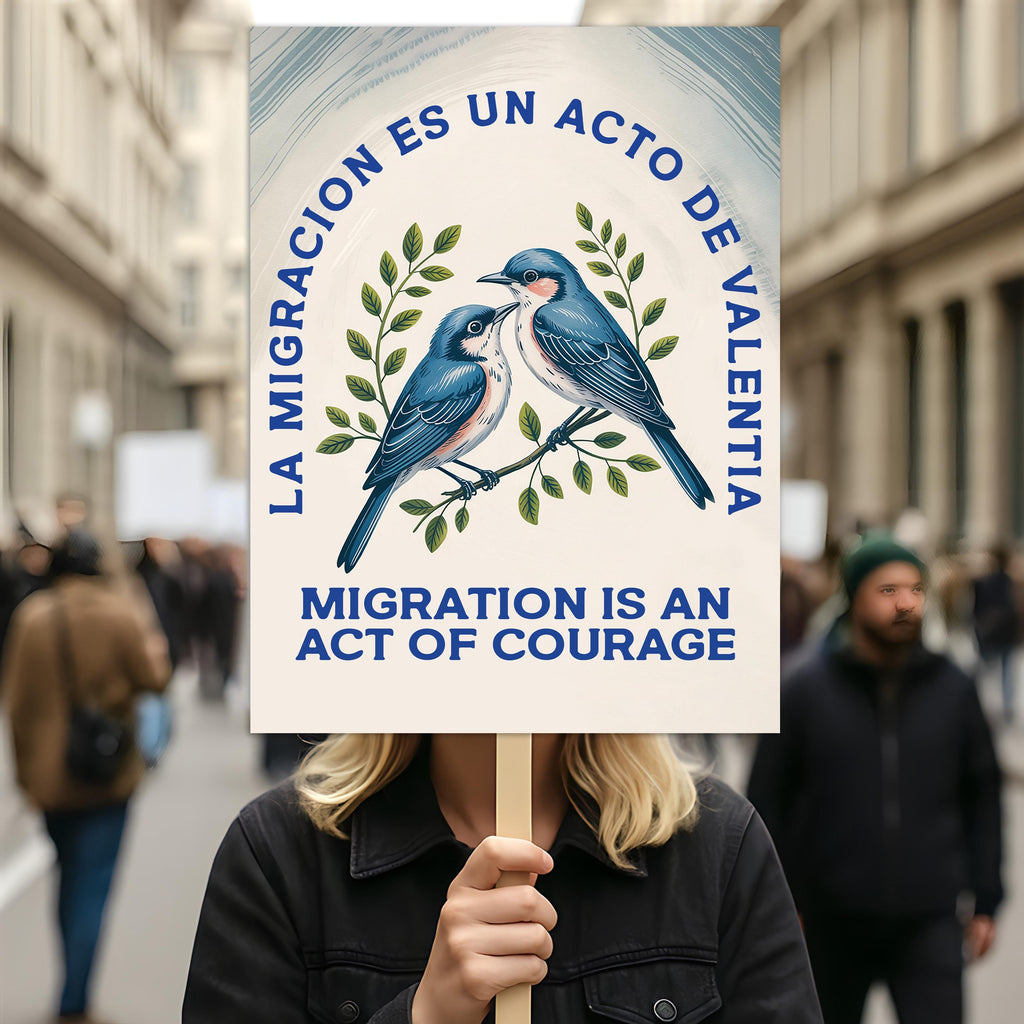 Migration Is an Act of Courage Protest Sign, Anti-Trump Resistance, Political Activist Poster, Rally Sign, Resist Fascism Protest Poster