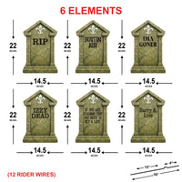 Halloween Tombstone Yard Signs, Graveyard Lawn Decorations with Stakes, Outdoor Gravestone Halloween Décor for Front Yard or Haunted Setup