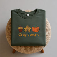 Cozy Season Embroidered Sweatshirt, Falling Leaves Hoodie, Autumn Shirt, Fall Leaves Long Sleeve Shirt, Cozy Fall Aesthetic Gift