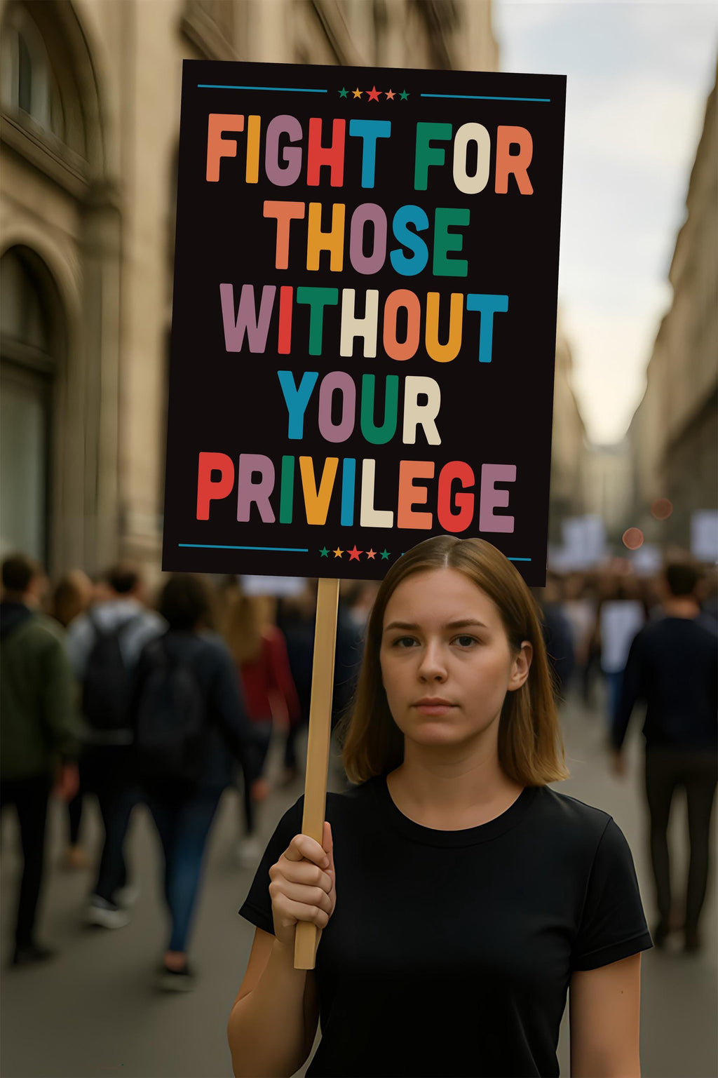 Fight for Those Without Your Privilege Protest Sign, Anti-Trump, Political Activist Rally Sign, Resist Racism, Resist Fascism Protest Poster