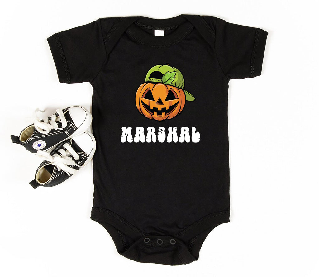 Personalized Boys Fall Baby Shirt, Pumpkin Baby Bodysuit, Toddler Sweatshirt - Custom Name Halloween Outfit, Cute Boy Pumpkin Clothes
