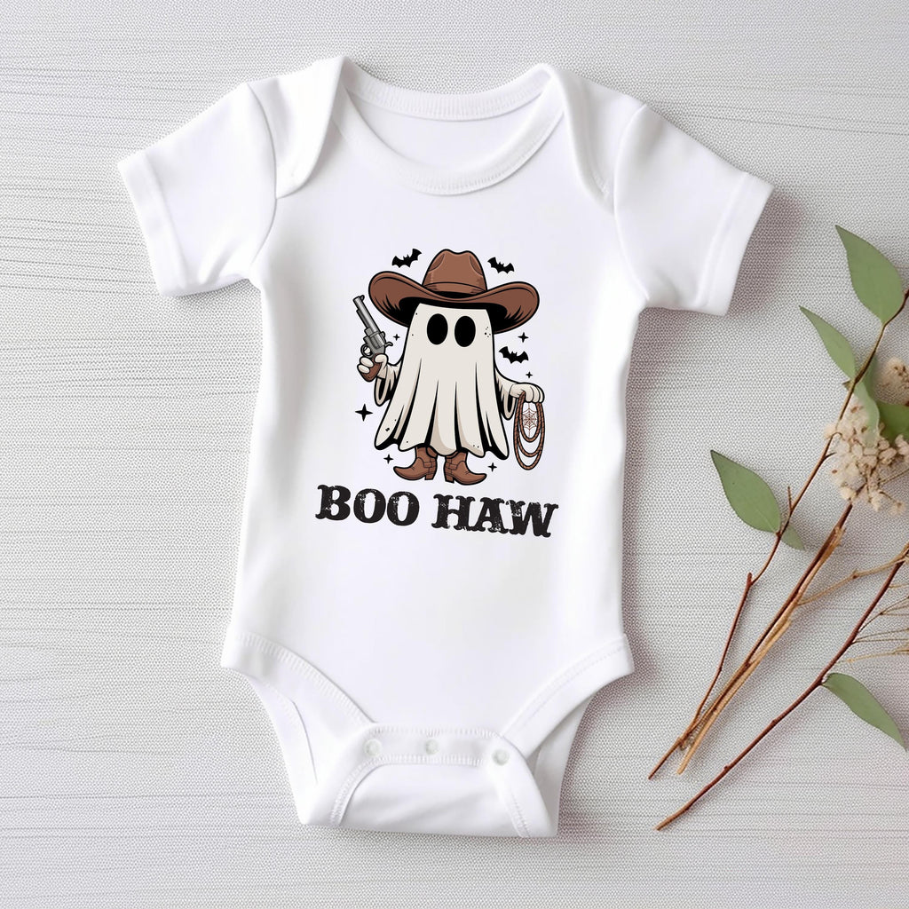 Boo Haw Baby Bodysuit, Funny Cowboy Ghost Baby Shirt, Toddler Sweatshirt - Country Halloween Outfit, Western Fall Baby Costume