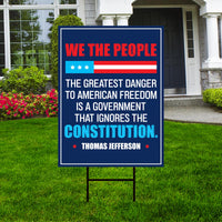 The Greatest Danger To Freedom Yard Sign - Resist Hate Lawn Sign, Anti-Trump, No Kings Liberty, Resist Fascism Yard Sign with Metal H-Stake