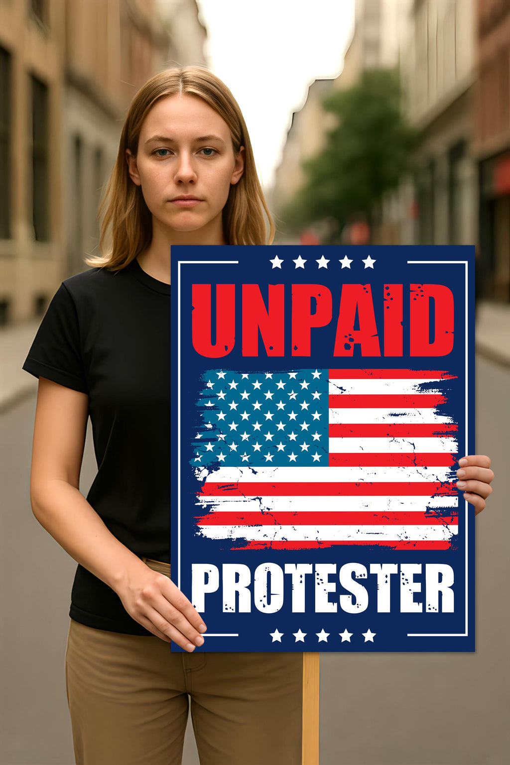 Unpaid Protester Resist Protest Sign, Anti-Trump, Political Activist Rally Sign, Resist Fascism Protest Poster