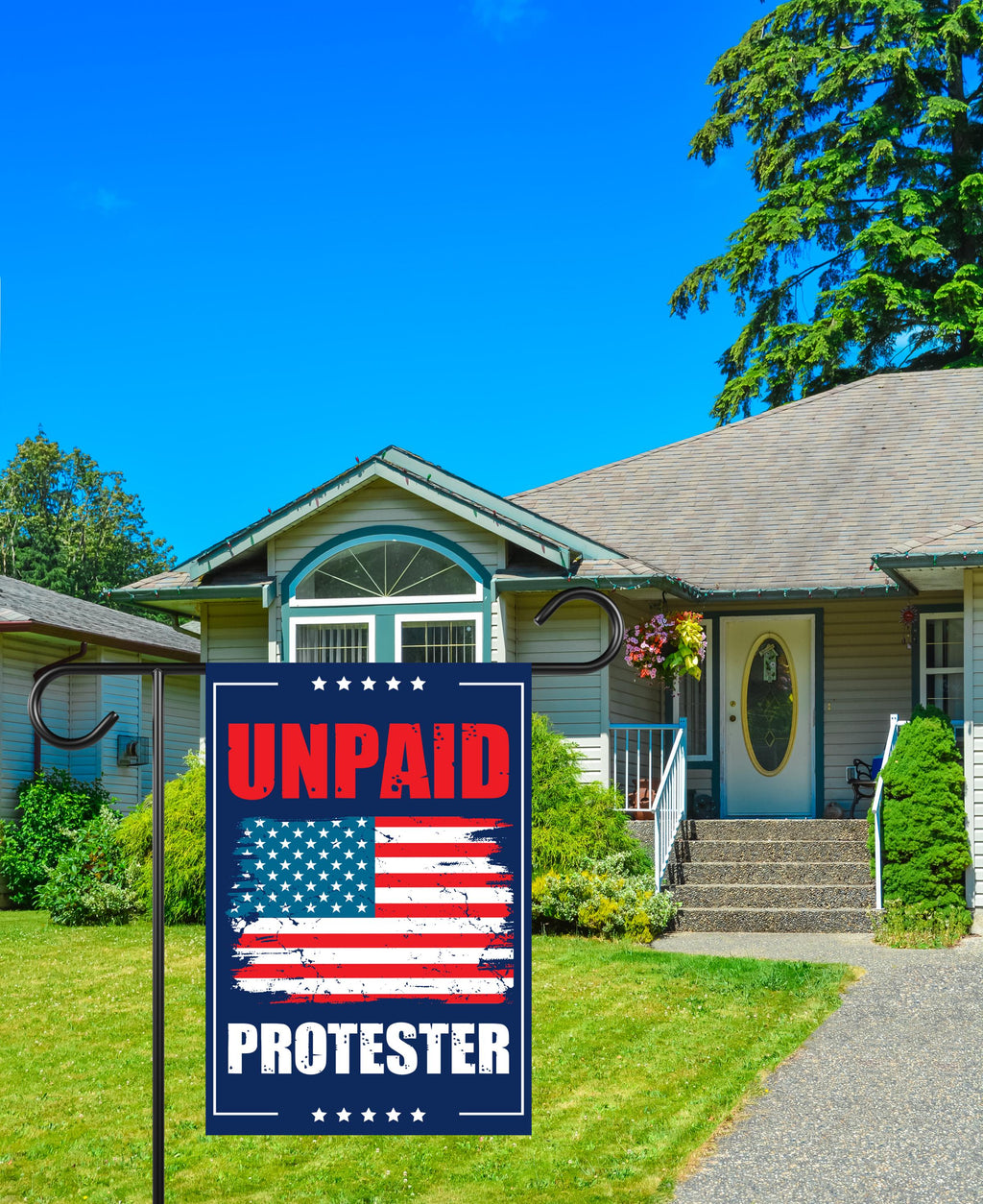 Unpaid Protester Resist Protest Garden Flag, 12x18 Inch Double Sided, Resist Hate, Anti-Trump Flag, Resist Racism Flag, Resist Fascism Flag