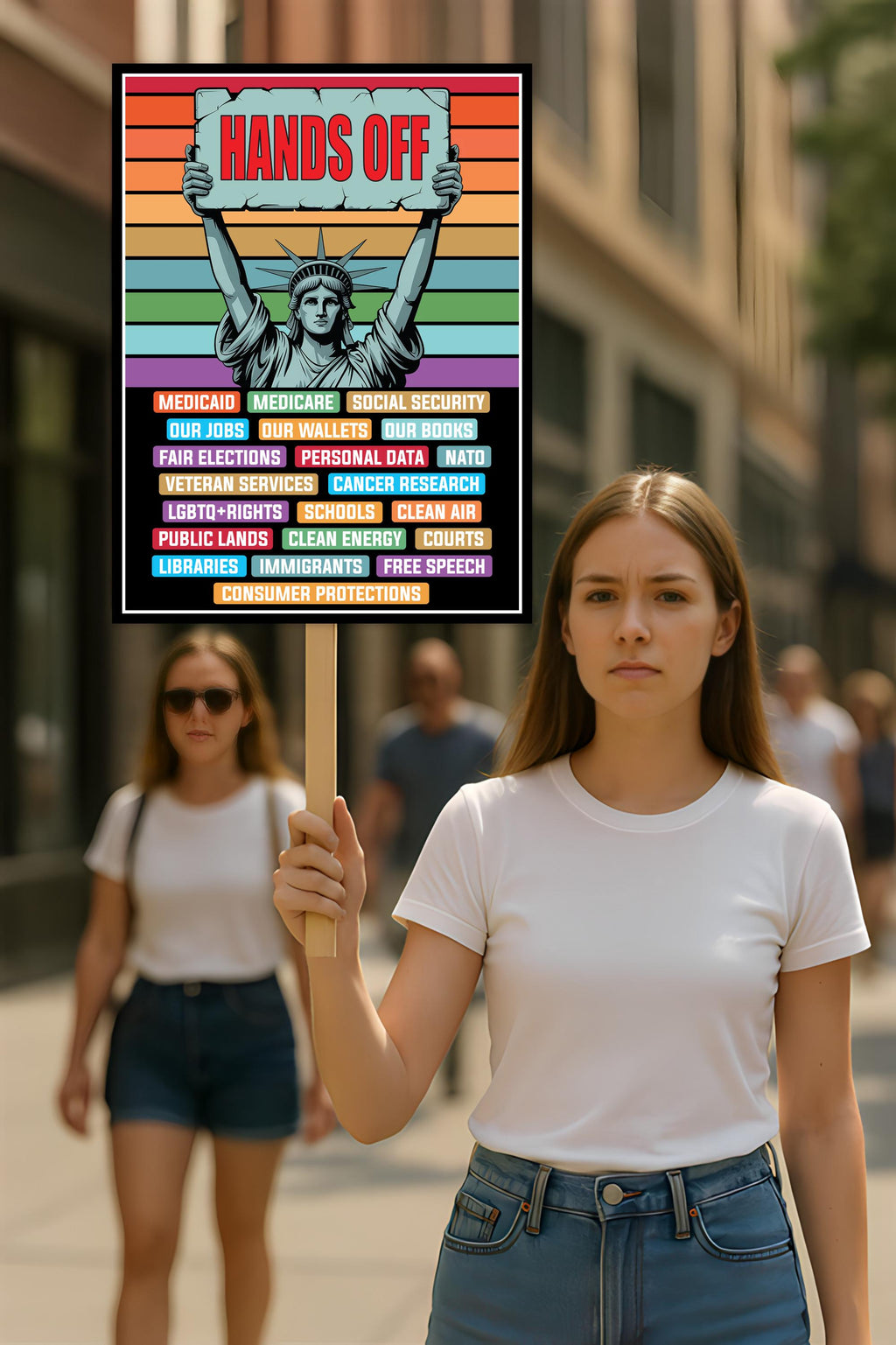 Statue of Liberty Hands Off Resist Protest Sign, Anti-Trump, Political Activist Rally Sign, Resist Racism, Resist Fascism Protest Poster