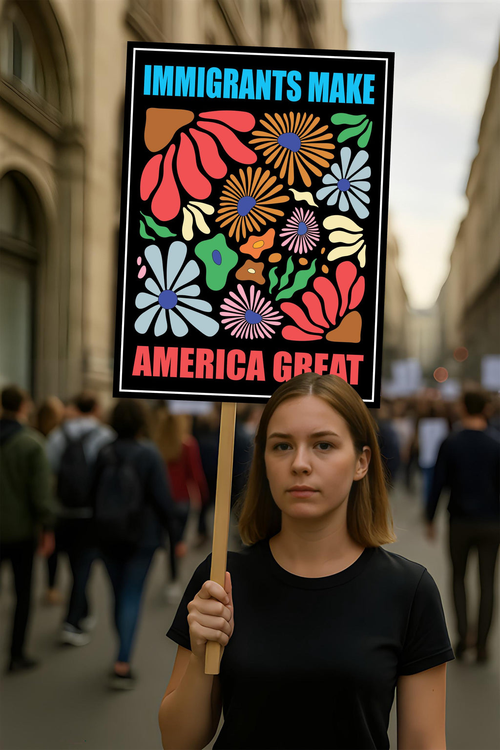 Immigrants Make America Great Resist Protest Sign, Anti-Trump, Political Activist Rally Sign, Resist Racism, Resist Fascism Protest Poster