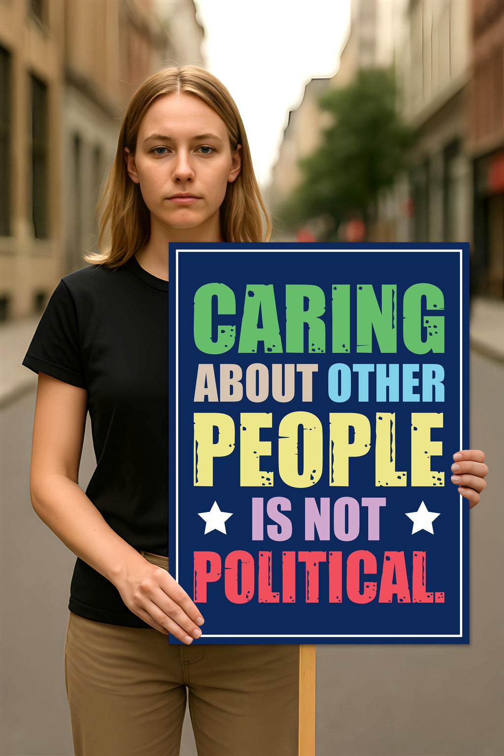 Caring About People Is Not Political Protest Sign, Anti-Trump, Political Activist Rally Sign, Resist Racism, Resist Fascism Protest Poster