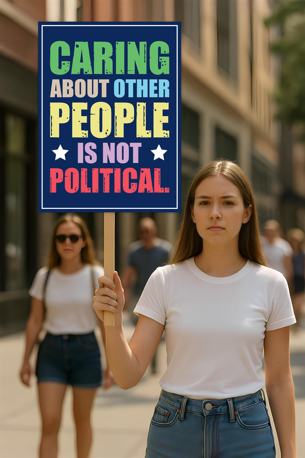 Caring About People Is Not Political Protest Sign, Anti-Trump, Political Activist Rally Sign, Resist Racism, Resist Fascism Protest Poster