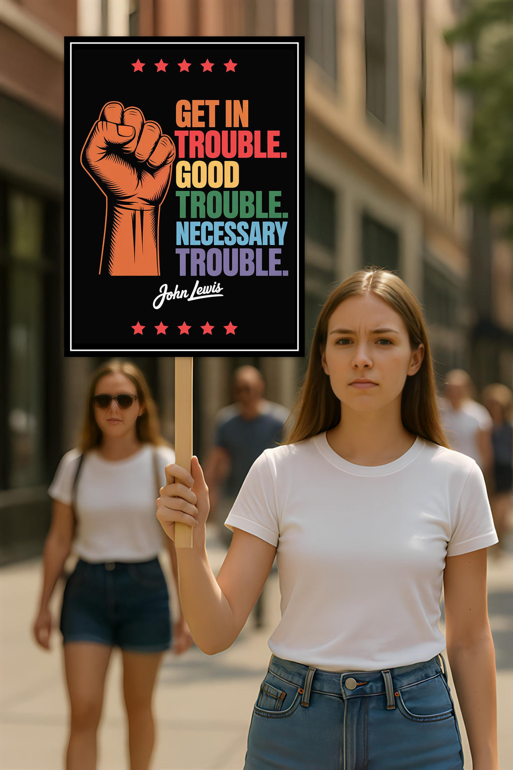 Good Trouble Lives On Protest Sign, Anti-Trump Resistance, Political Activist Poster, Rally Sign, Resist Fascism Protest Poster