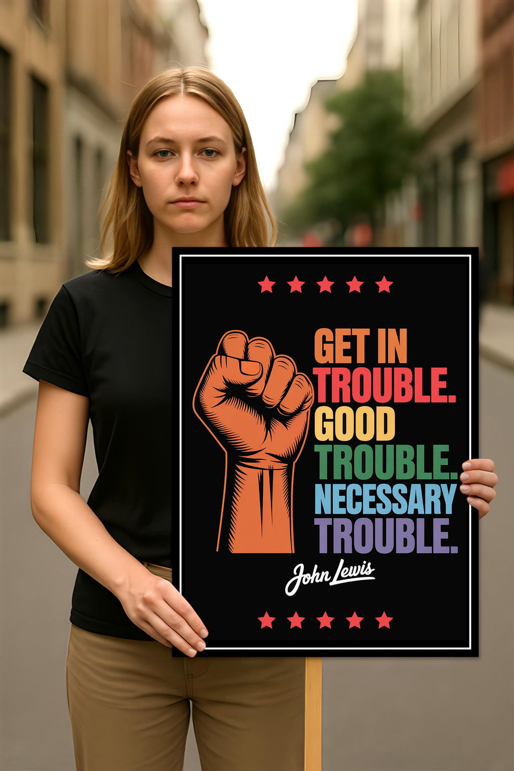 Good Trouble Lives On Protest Sign, Anti-Trump Resistance, Political Activist Poster, Rally Sign, Resist Fascism Protest Poster