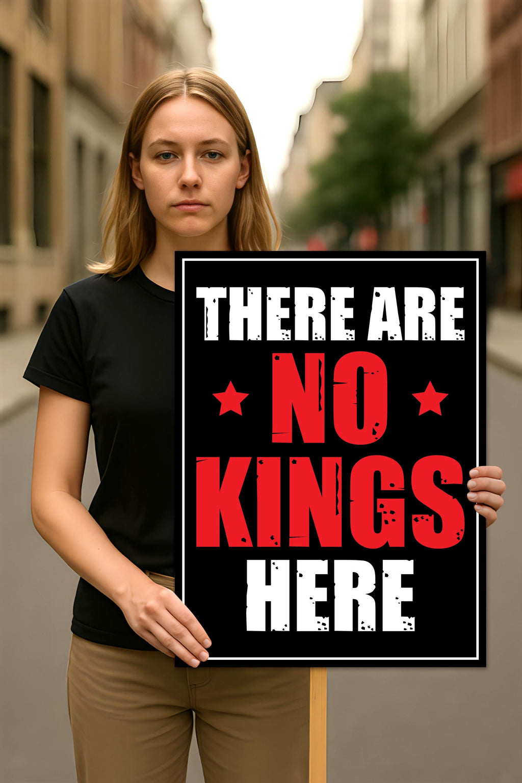 No Kings In America Protest Sign, Anti-Trump Resistance, Political Activist Rally Sign, Resist Racism, Resist Fascism Protest Poster