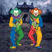 Evil Clown Halloween Yard Sign with Stakes, Scary Carnival Lawn Decoration, Creepy Outdoor Clown Prop for Halloween Party or Garden Décor