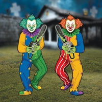 Evil Clown Halloween Yard Sign with Stakes, Scary Carnival Lawn Decoration, Creepy Outdoor Clown Prop for Halloween Party or Garden Décor
