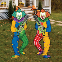 Evil Clown Halloween Yard Sign with Stakes, Scary Carnival Lawn Decoration, Creepy Outdoor Clown Prop for Halloween Party or Garden Décor