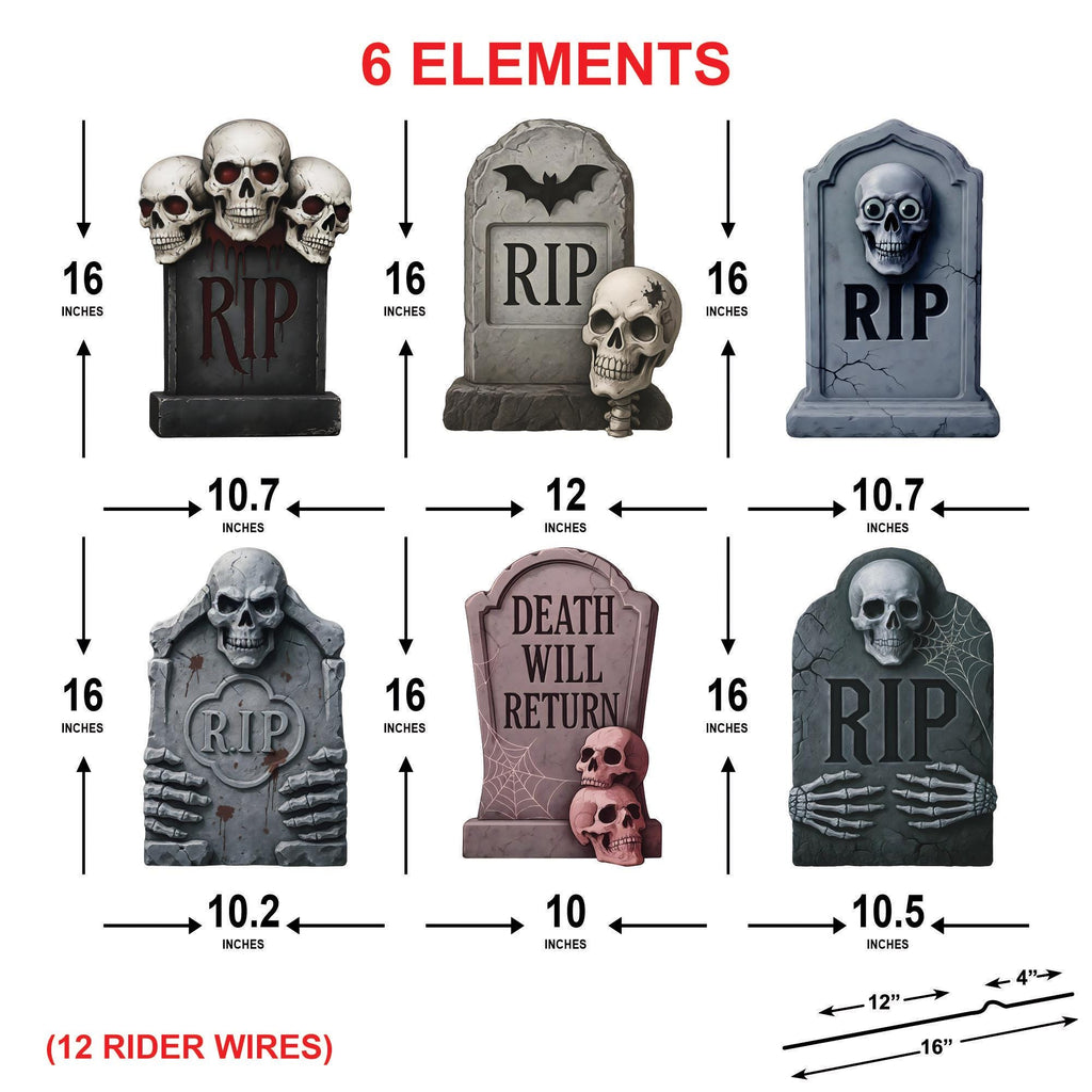 Scary Graveyard Tombstone Yard Signs, Hocus Pocus Halloween Decorations with Stakes, Outdoor Waterproof Headstone Lawn Décor for Party
