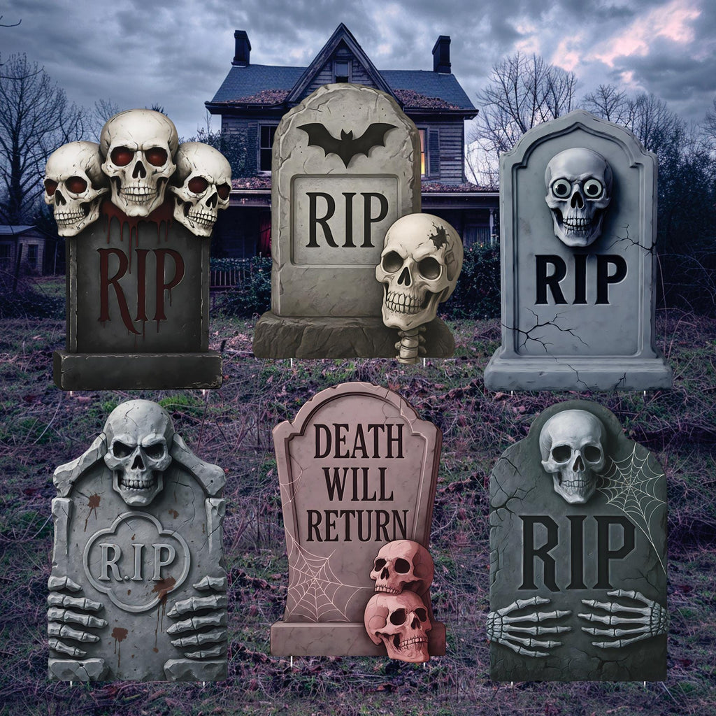 Scary Graveyard Tombstone Yard Signs, Hocus Pocus Halloween Decorations with Stakes, Outdoor Waterproof Headstone Lawn Décor for Party