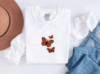 Embroidered Butterfly Sweatshirt, Minimalist Butterfly Hoodie, Custom Retro Shirt, Vintage-Inspired Long Sleeve Shirt, Soft Aesthetic Gift