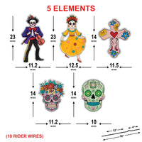 Day of the Dead Yard Signs, Sugar Skull Outdoor Halloween Decorations with Stakes, Dia De Los Muertos Garden Decor for Lawn or Patio Party