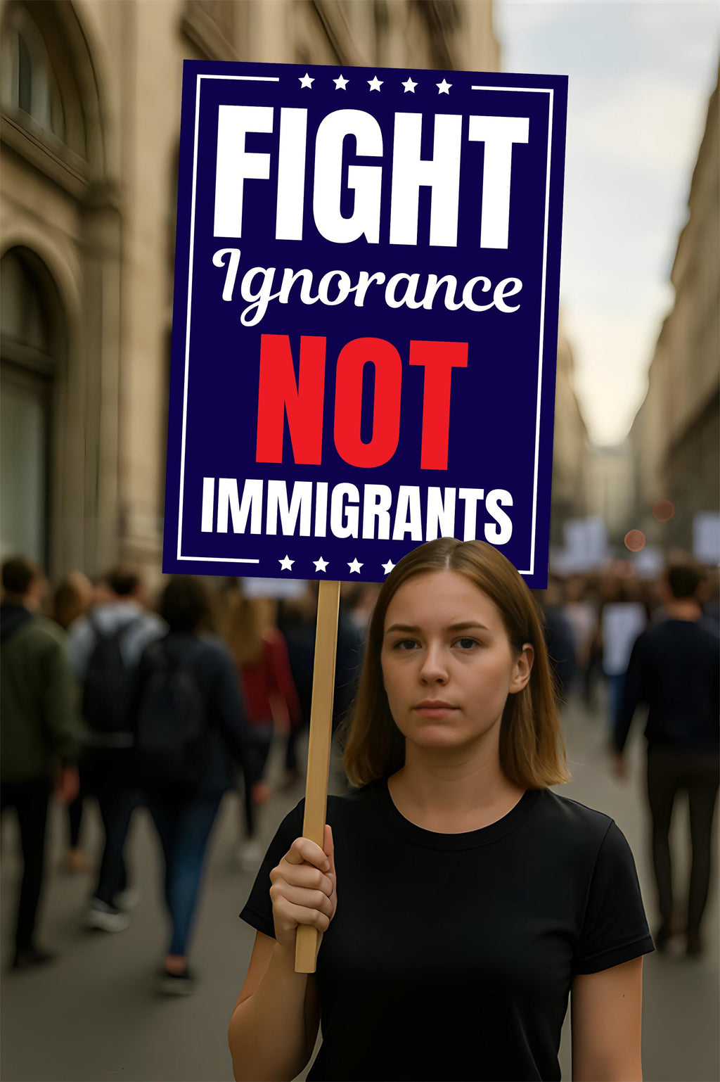 Fight Ignorance Not Immigrants Protest Sign, Anti-Trump Resistance, Political Activist Poster, Rally Sign, Resist Fascism Protest Poster