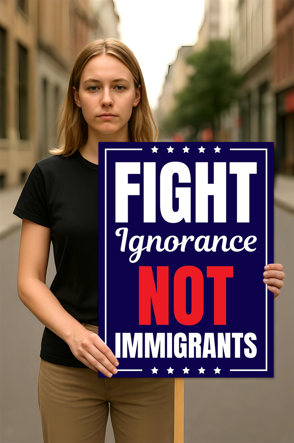 Fight Ignorance Not Immigrants Protest Sign, Anti-Trump Resistance, Political Activist Poster, Rally Sign, Resist Fascism Protest Poster