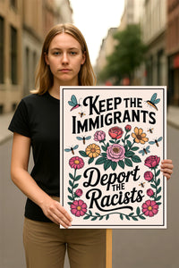 Abolish ICE Protest Sign, Anti-Trump Keep the Immigrants, Deport the Racists, Political Activist Poster, Resist Fascism Rally Sign