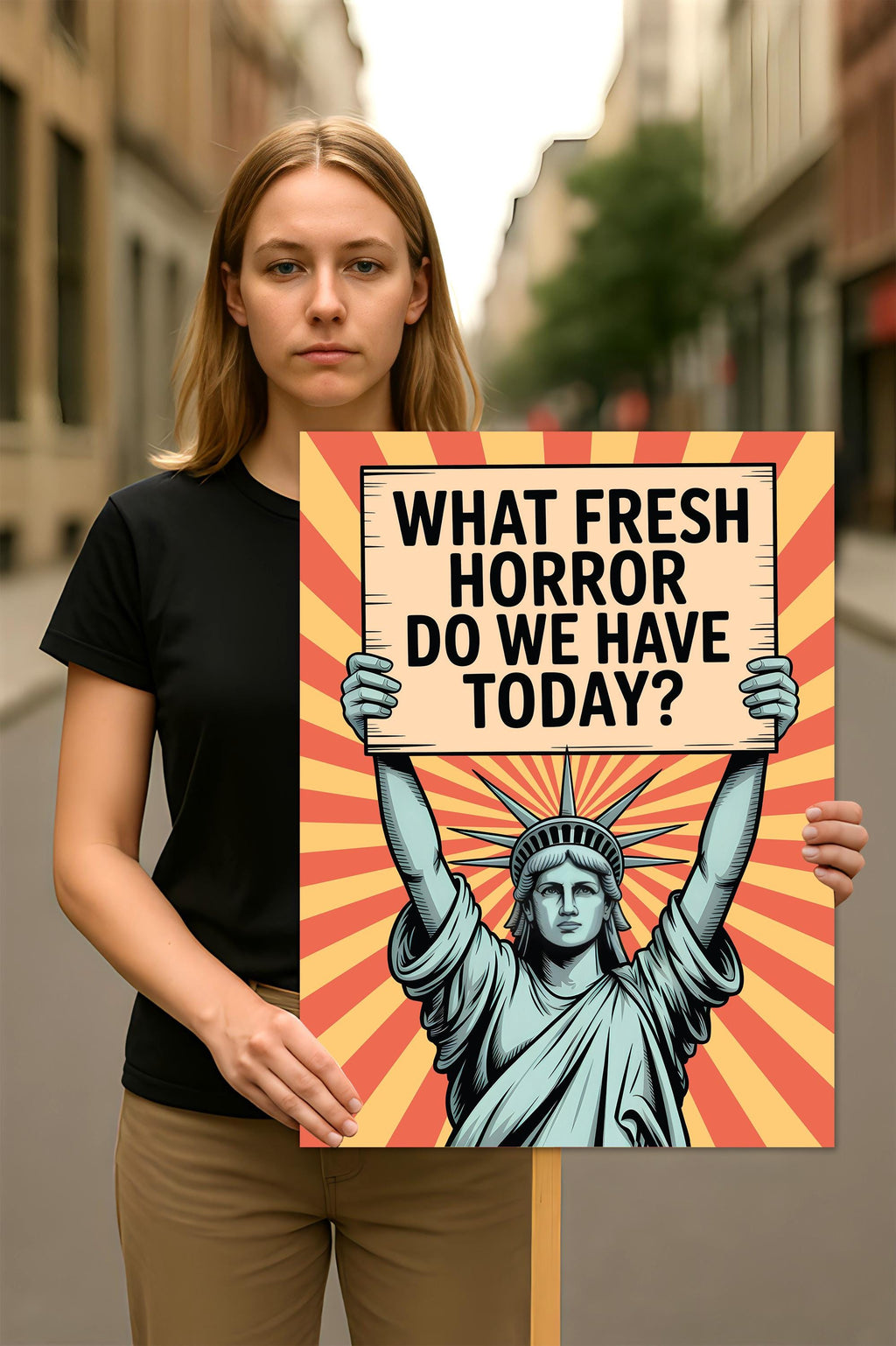 What Fresh Horror Do We Have Today? Protest Sign, Anti-Trump, Political Activist Rally Sign, Resist Racism, Resist Fascism Poster