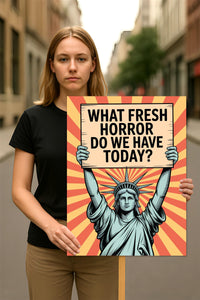 What Fresh Horror Do We Have Today? Protest Sign, Anti-Trump, Political Activist Rally Sign, Resist Racism, Resist Fascism Poster