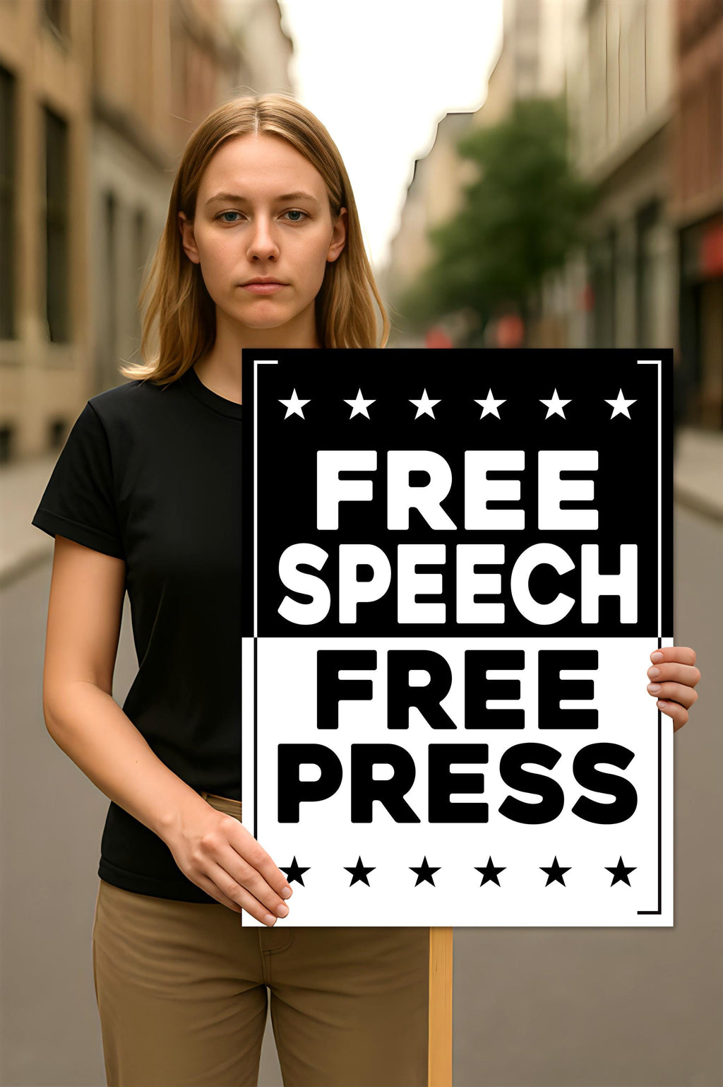 Free Speech Free Press Protect Democracy Protest Sign, Anti-Trump, Political Activist Rally Sign, Resist Racism, Resist Fascism Poster